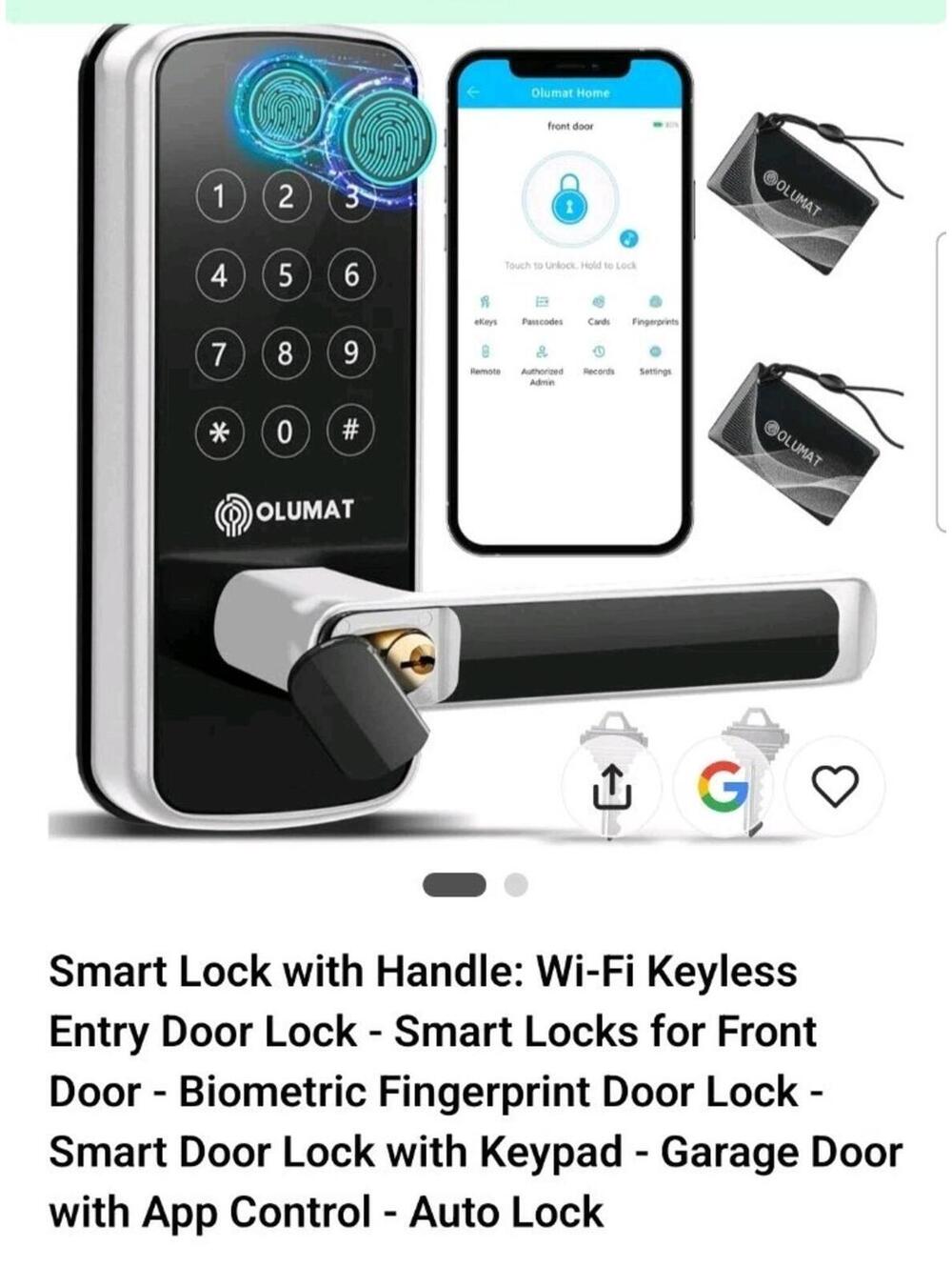 OLUMAT Smart Lock | Keyless Entry Door Lock Fingerprint  Lock | Brand New